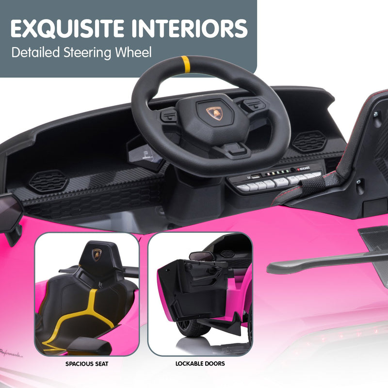 Kahuna Kids Electric Ride-On Car – Lamborghini Licensed, Remote Control (Pink)