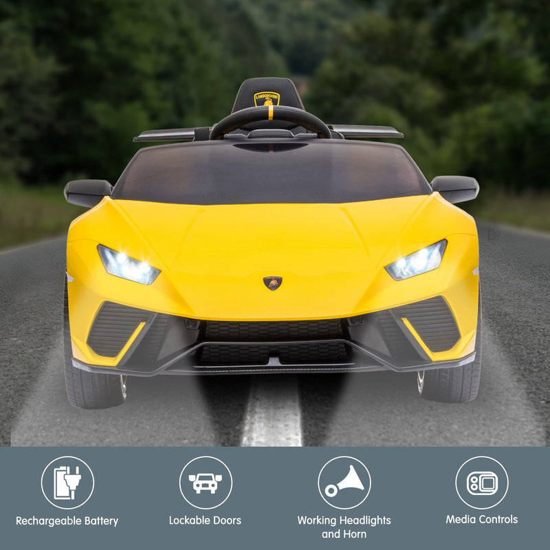 Kahuna Kids Electric Ride-On Car – Lamborghini Licensed, Remote Control (Yellow)