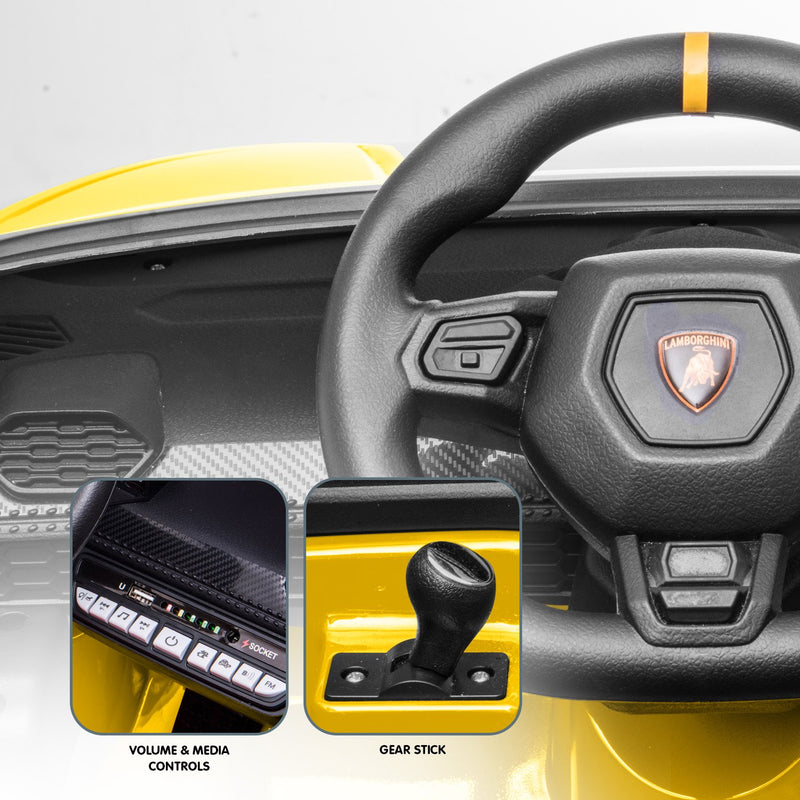 Kahuna Kids Electric Ride-On Car – Lamborghini Licensed, Remote Control (Yellow)