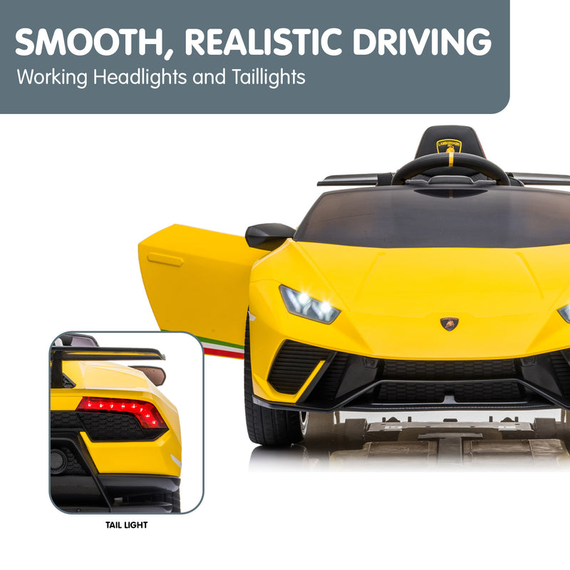 Kahuna Kids Electric Ride-On Car – Lamborghini Licensed, Remote Control (Yellow)