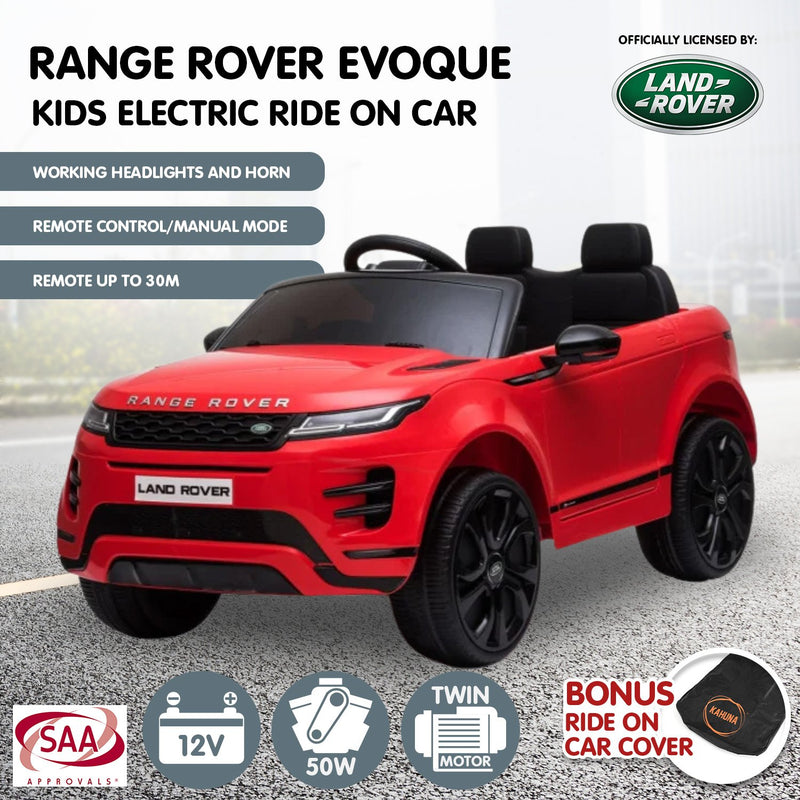 Kahuna Kids Electric Ride-On Car – Land Rover Licensed, Remote Control (Red)