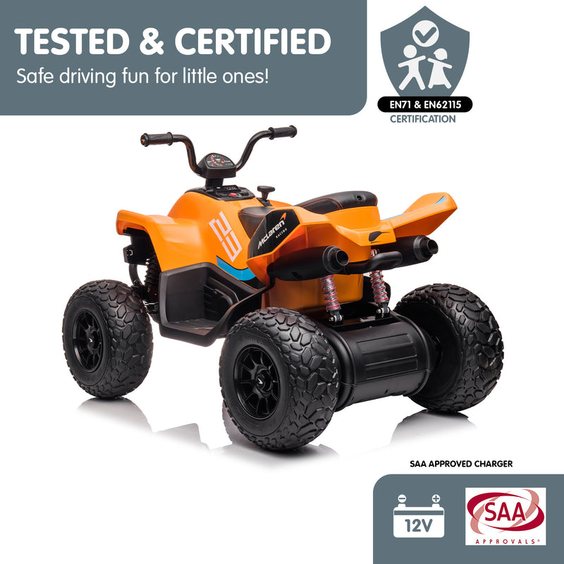Kahuna Kids Electric Ride-On Quad – McLaren MCL35 Licensed (Orange)
