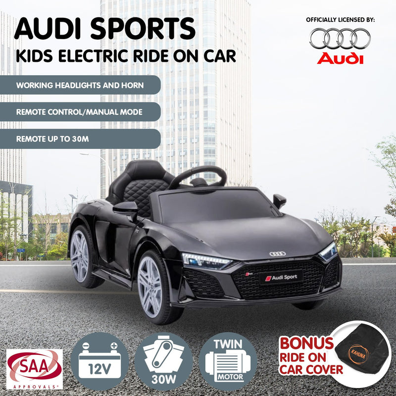 Kahuna Kids Electric Ride-On Car – Audi Sport Licensed, Remote Control (Black)