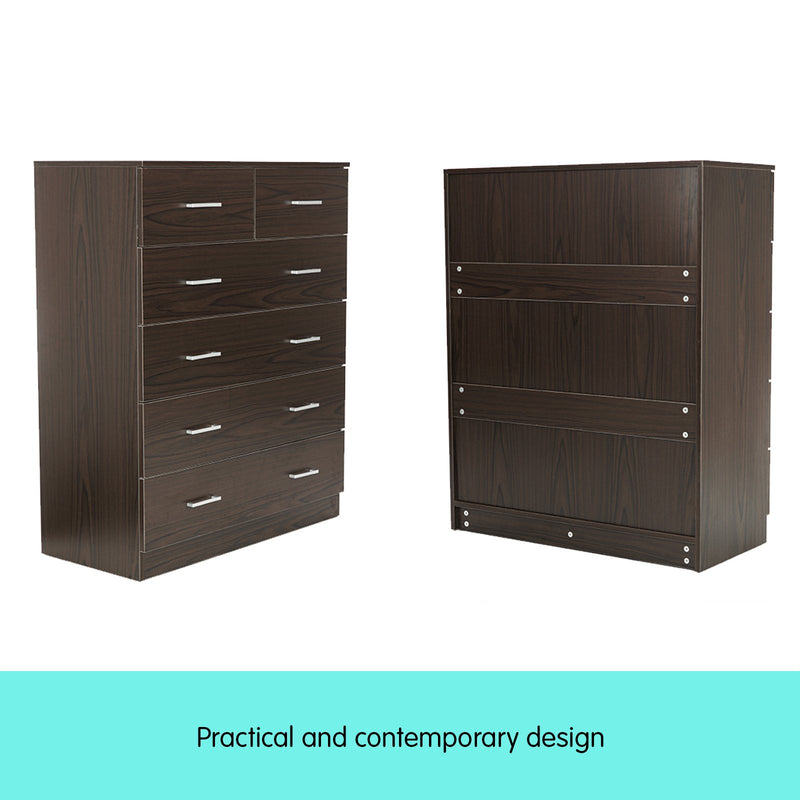 6-Drawer Tallboy Chest – Brown
