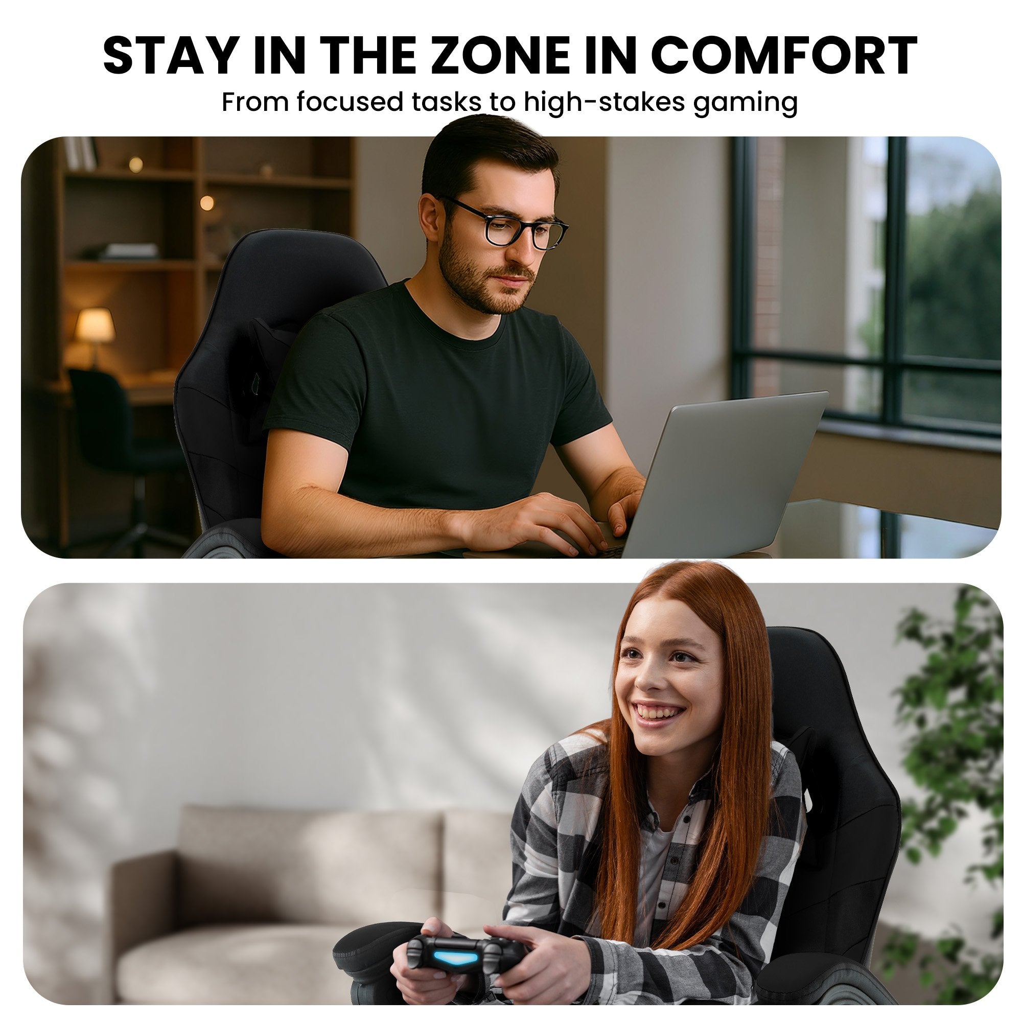 Cueva Reclining High Back Gaming & Office Chair – Black