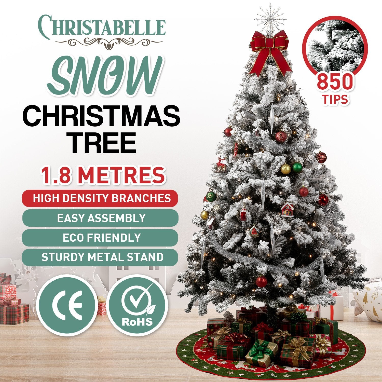 Snow-Tipped Artificial Christmas Tree 1.8m
