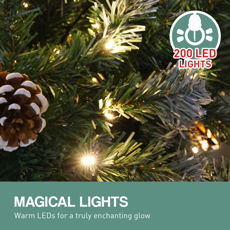 1.5m Pre Lit LED Christmas Tree with Pine Cones