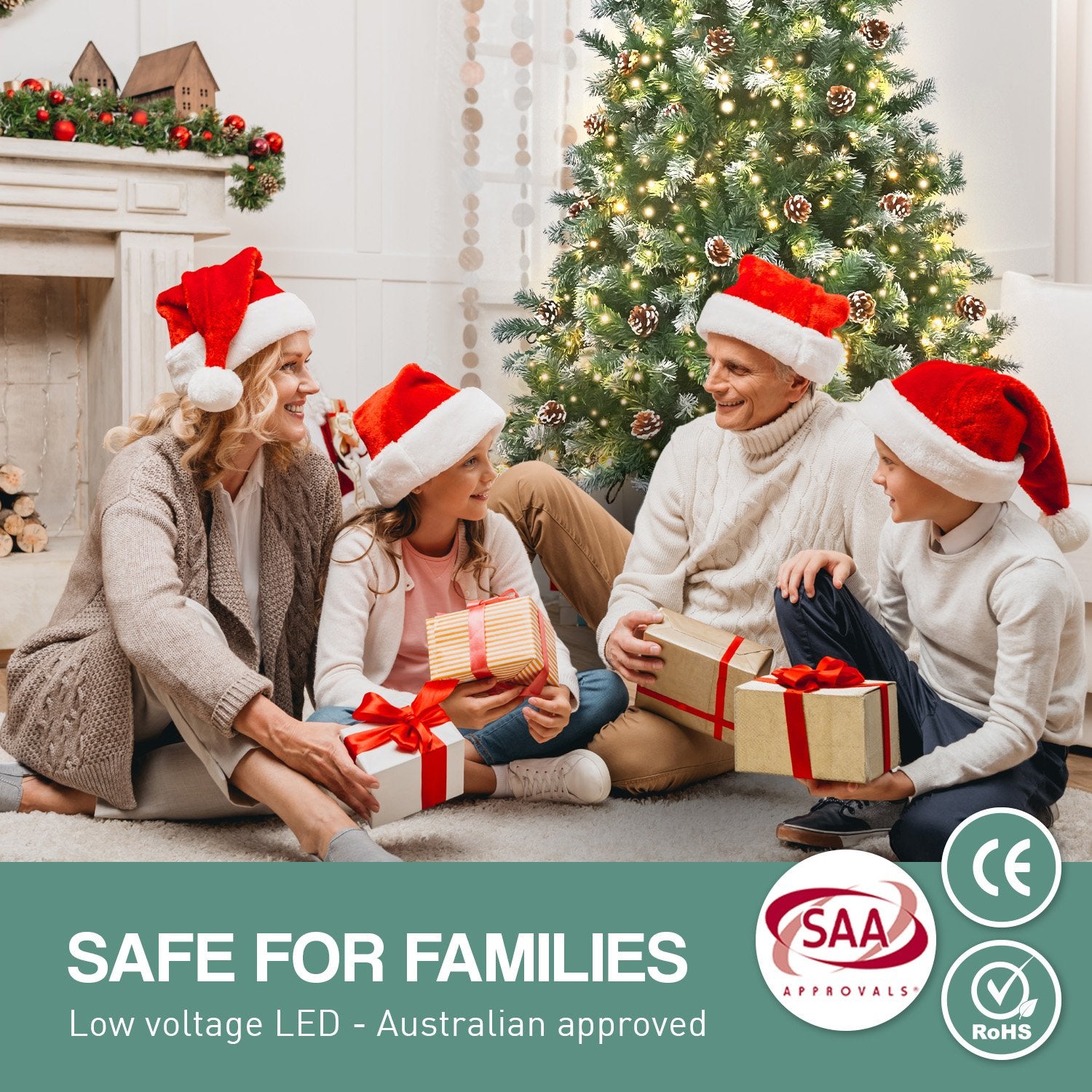 2.7m Pre Lit LED Christmas Tree with Pine Cones