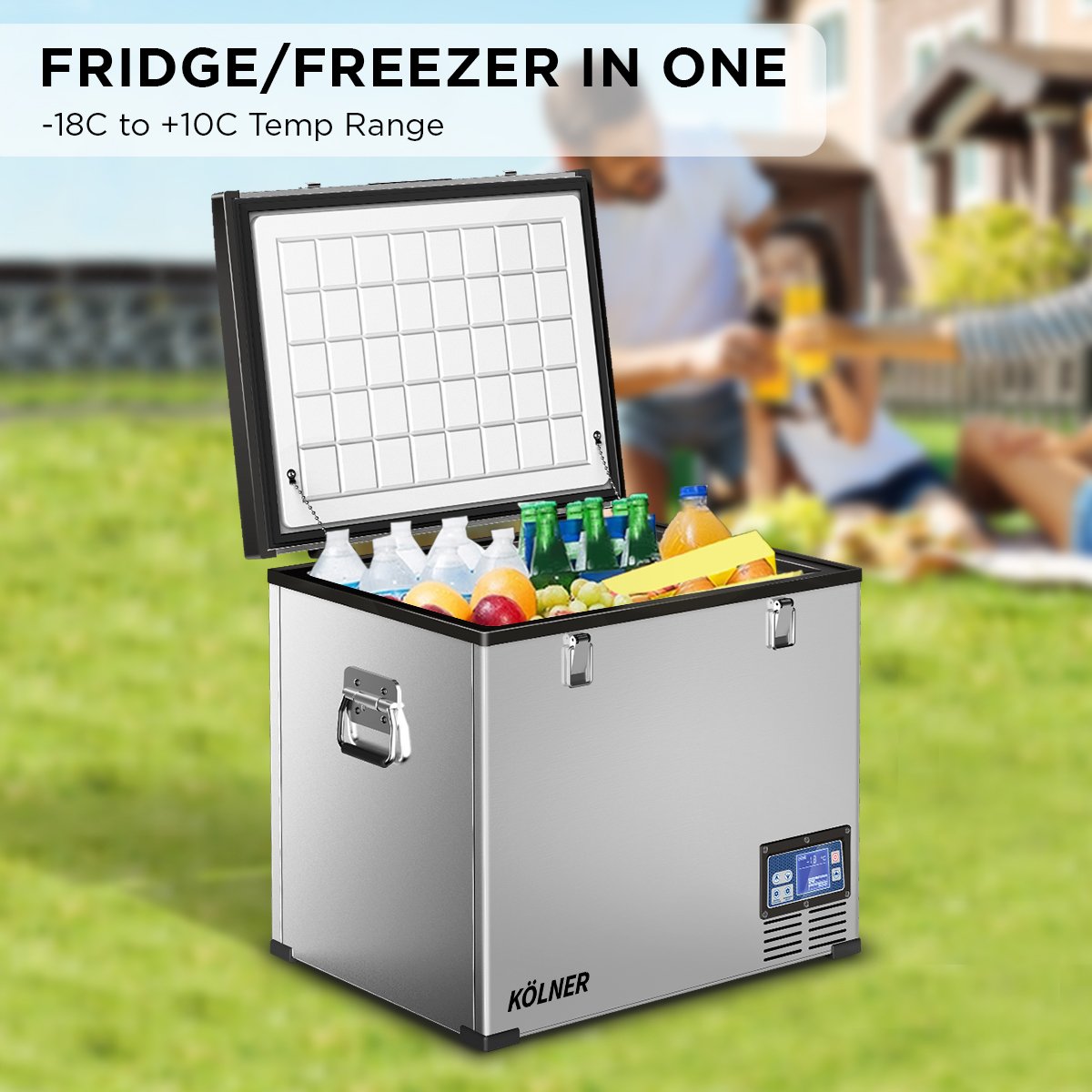 Kolner 75L Portable Fridge Freezer with LCD Panel