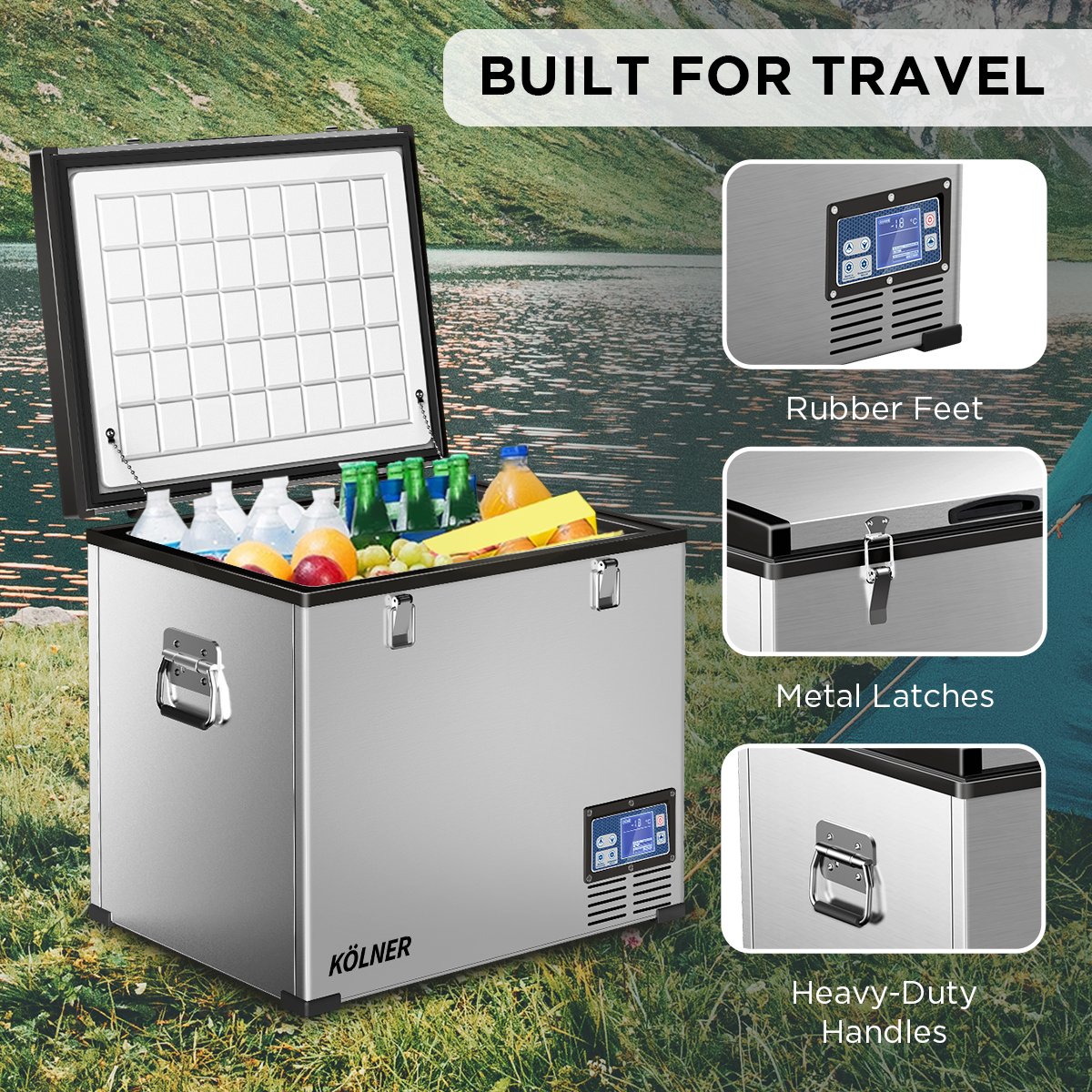 Kolner 75L Portable Fridge Freezer with LCD Panel