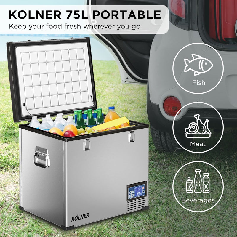 Kolner 75L Portable Fridge Freezer with LCD Panel