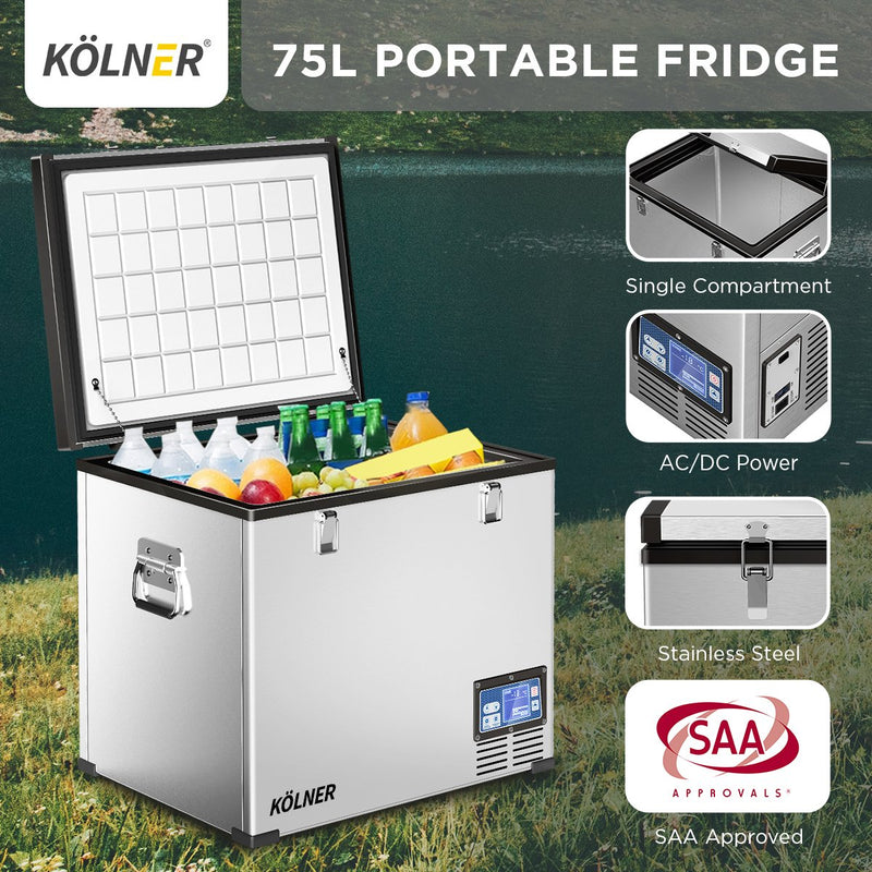Kolner 75L Portable Fridge Freezer with LCD Panel