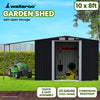Wallaroo 10x8ft Zinc Steel Garden Shed – Open Storage, Black