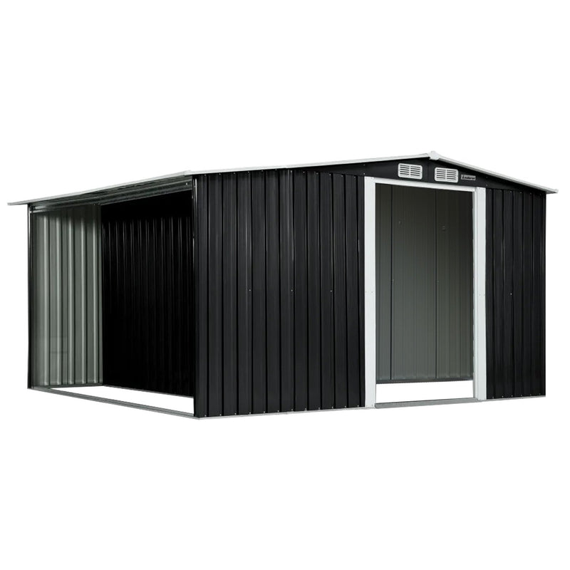 Wallaroo 10x8ft Garden Shed – Semi-Closed Storage, Black