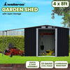 Wallaroo 4x8ft Zinc Steel Garden Shed – Open Storage, Black