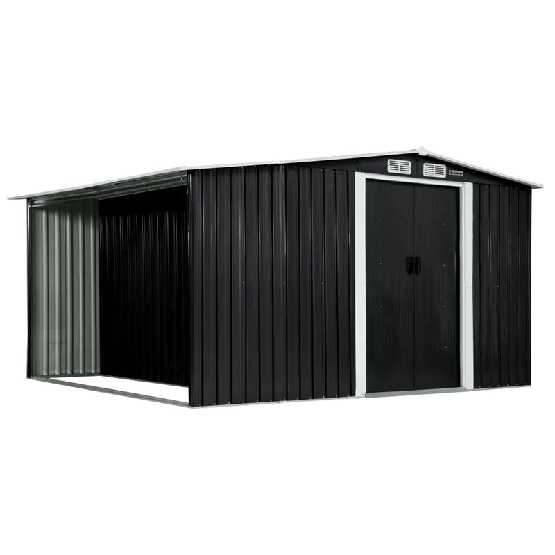 Wallaroo 6x8ft Garden Shed – Semi-Closed Storage, Black