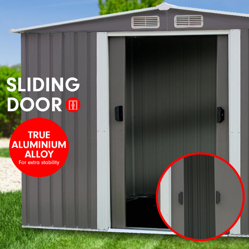 Wallaroo 8x8ft Spire Roof Garden Shed – Outdoor Storage Shelter, Grey