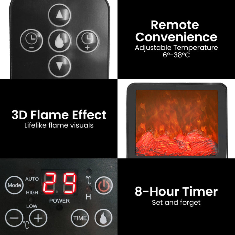 Pronti 2000W 3D Fire PTC Electric Room Heater