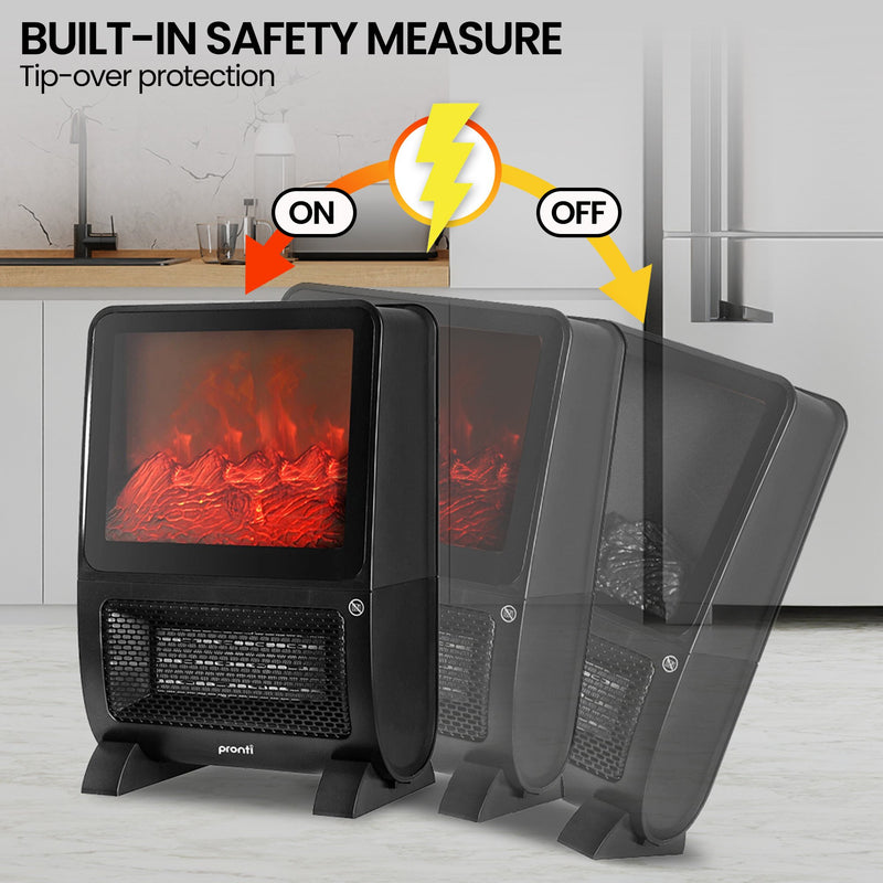 Pronti 2000W 3D Fire PTC Electric Room Heater