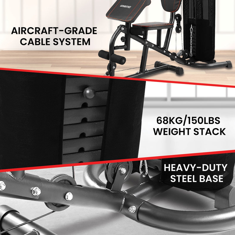 Powertrain Home Gym Multi Station – 68 kg Weight Stack & Preacher Curl