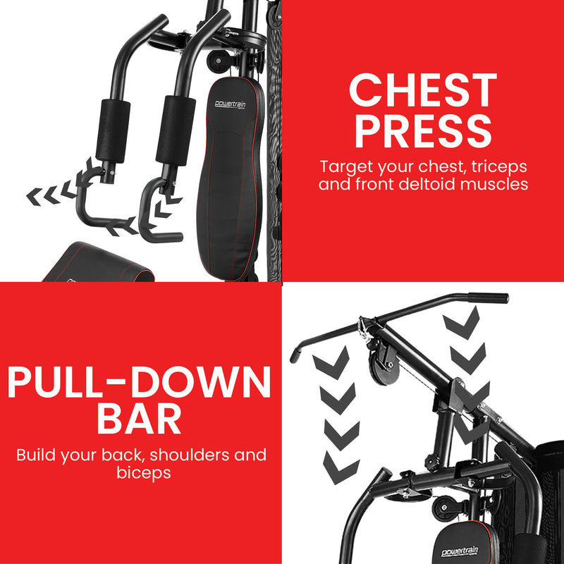 Powertrain Home Gym Multi Station – 68 kg Weight Stack & Preacher Curl