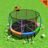 Kahuna 12ft Rainbow Trampoline with Safety Enclosure, Ladder & Hoop
