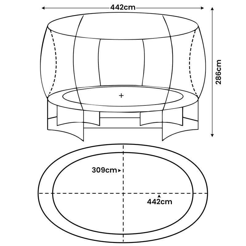 Kahuna 10×15ft Oval Trampoline LED Hoop, Net & Ladder