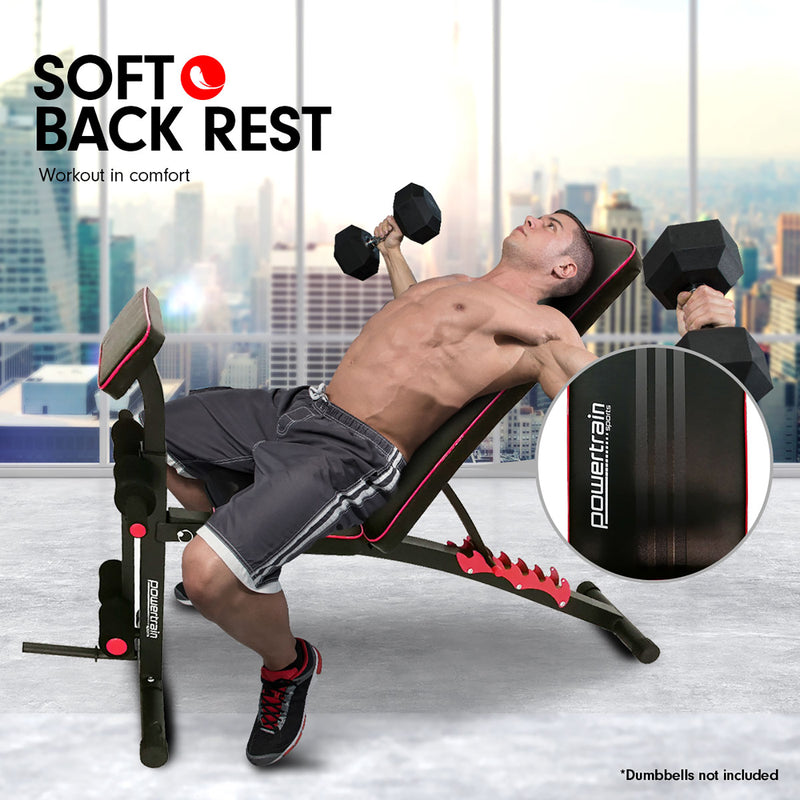 Powertrain Adjustable FID Gym Bench with Preacher Pad