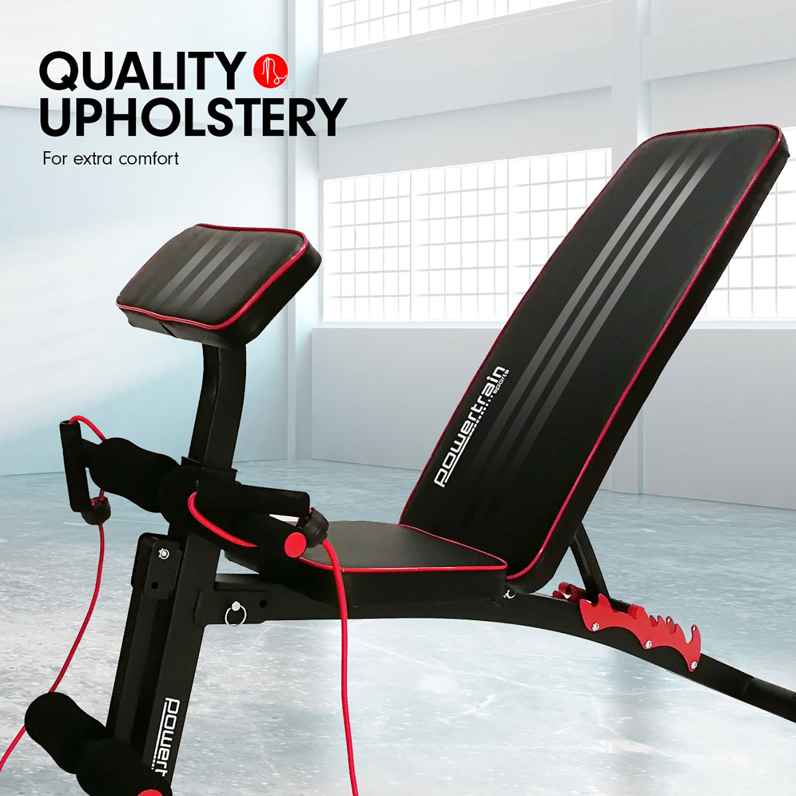 Powertrain Adjustable FID Gym Bench with Preacher Pad