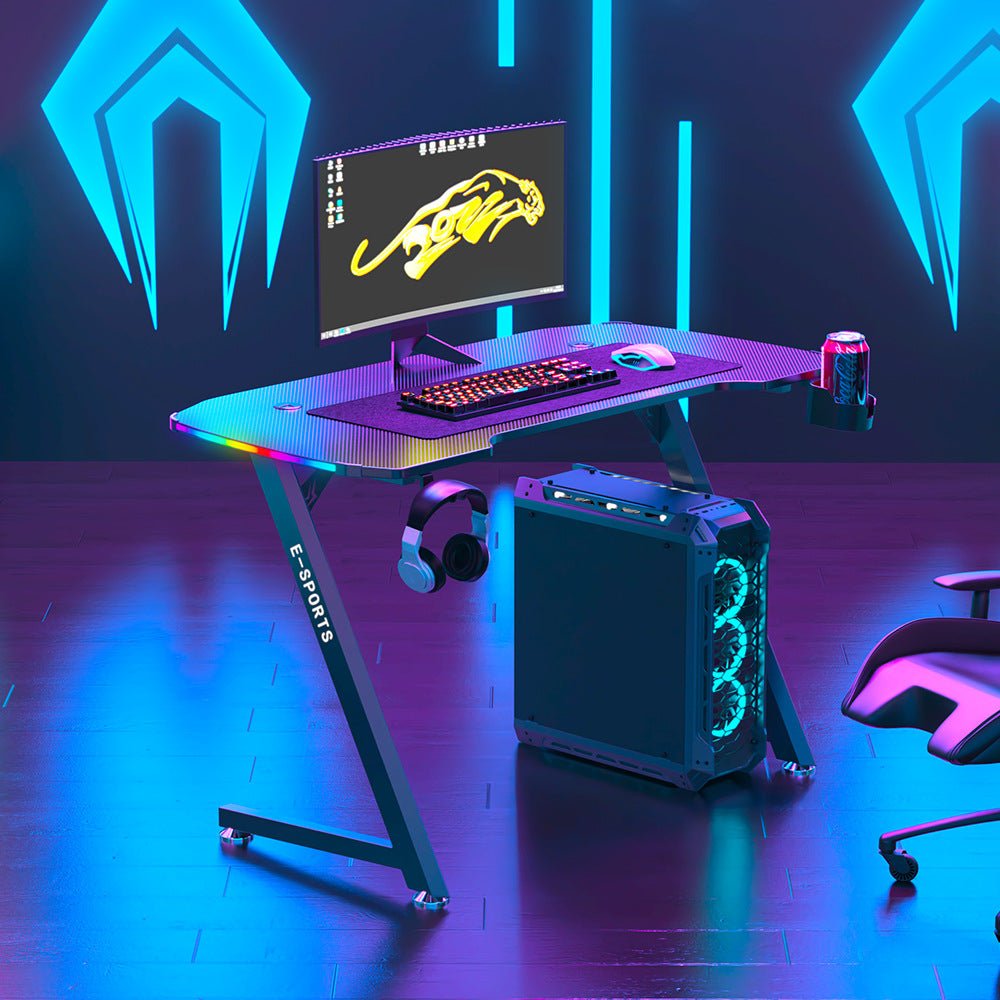 120CM Z-Shaped Gaming Desk with RGB LED Lights
