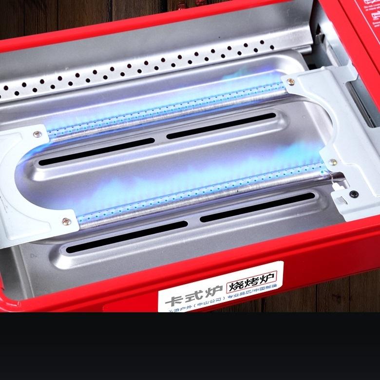 Portable Gas Stove Burner with Non-Stick Plate (Red)