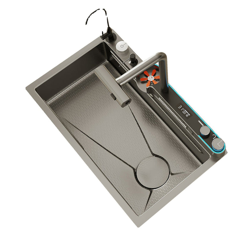 Integrated Waterfall Kitchen Sink with Digital Display – Stainless Steel