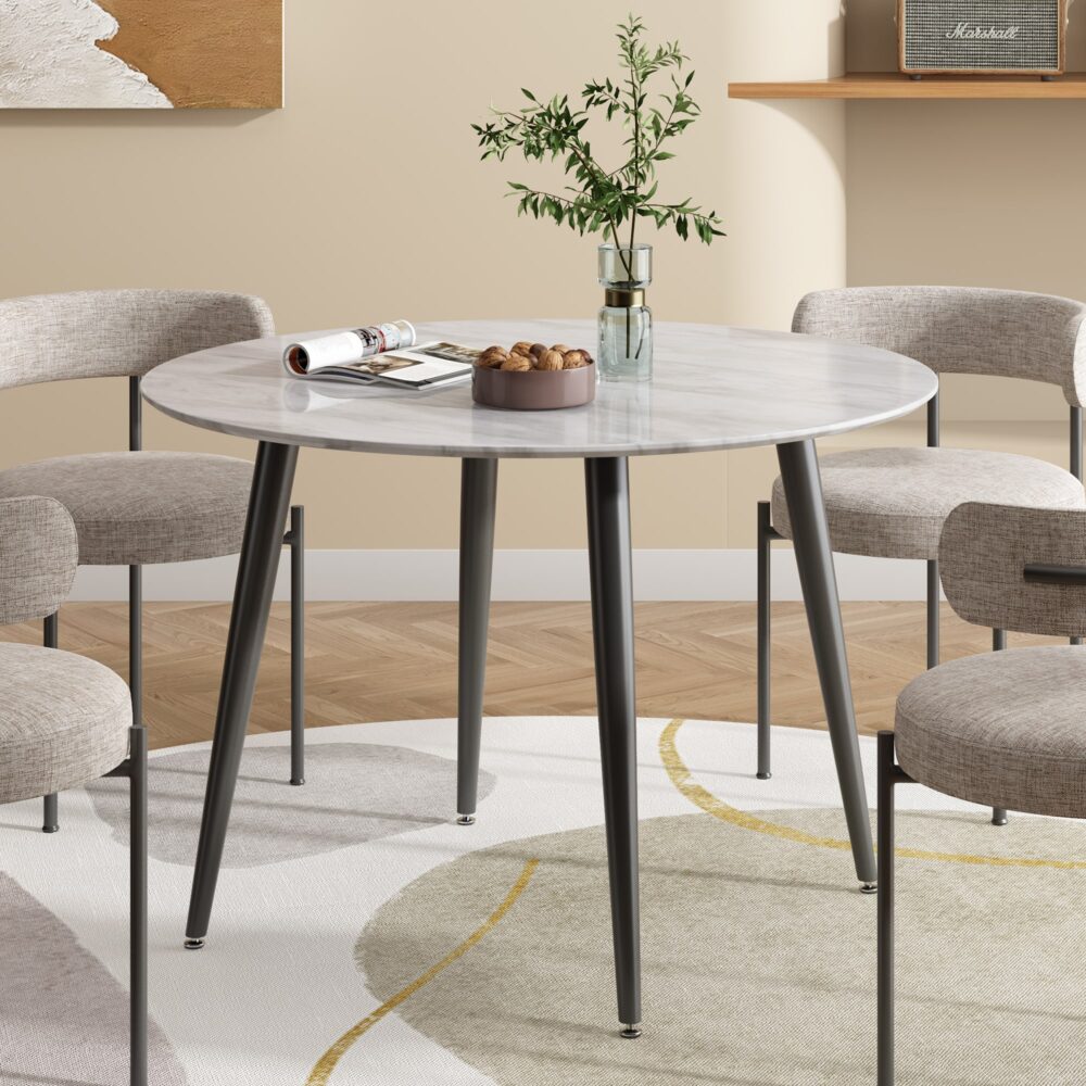 Round MDF Marble-Style Dining Table