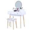 White Vanity Table Set with Stool & LED Mirror