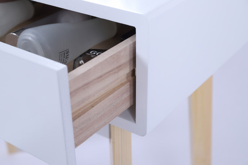 White Vanity Table Set with Stool & LED Mirror