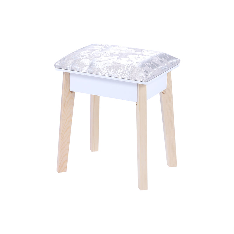 White Vanity Table Set with Stool & LED Mirror