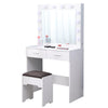 Fidel White Vanity Set with Lighted Mirror & Stool