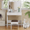 Fidel White Vanity Set with Lighted Mirror & Stool