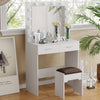 Fidel White Vanity Set with Lighted Mirror & Stool