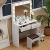 Fidel White Vanity Set with Lighted Mirror & Stool
