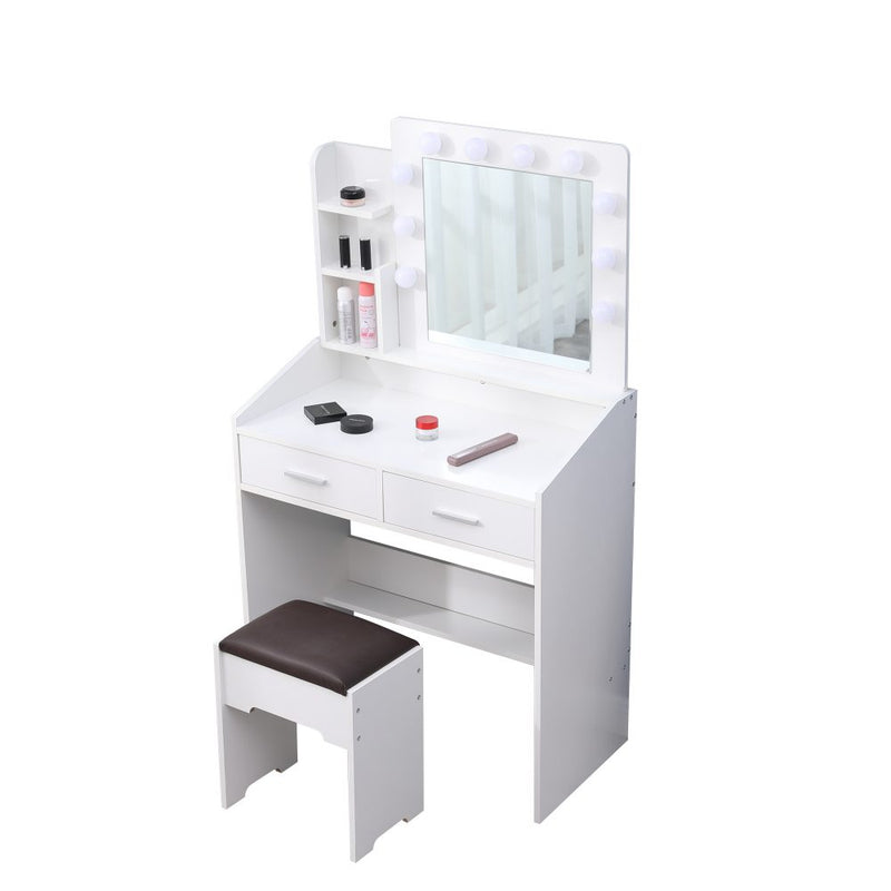 Dylan White Dressing Table with Stool & LED Bulbs