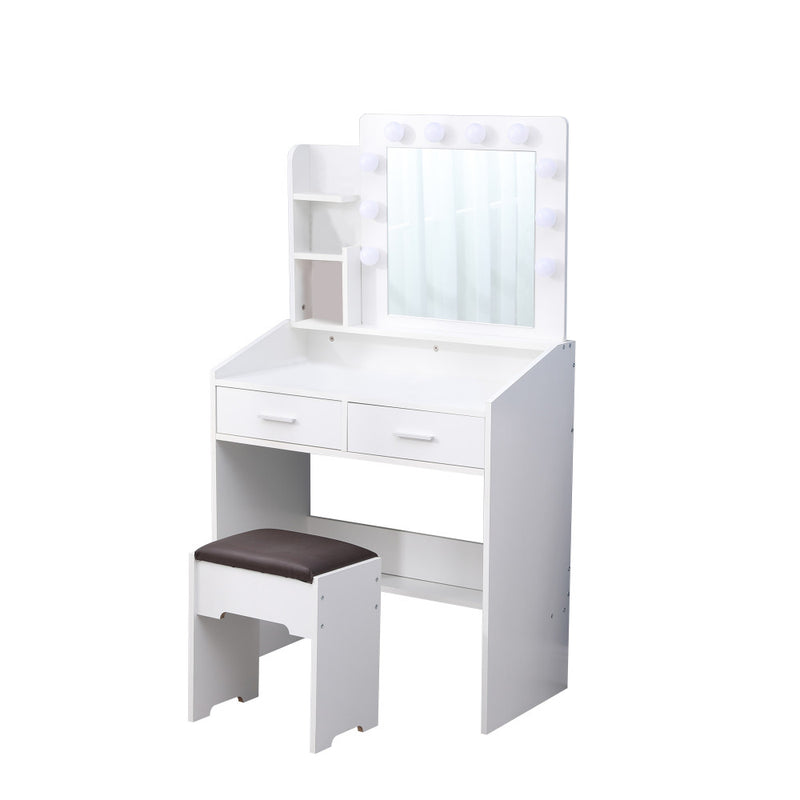 Dylan White Dressing Table with Stool & LED Bulbs