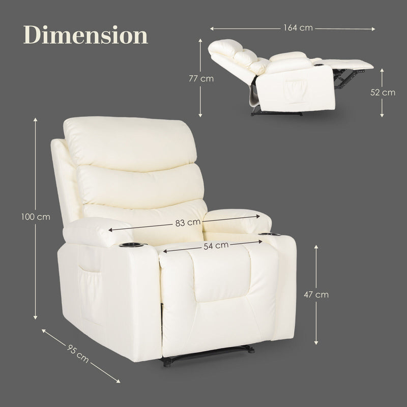 CELINA Electric Massage Recliner Chair Cream