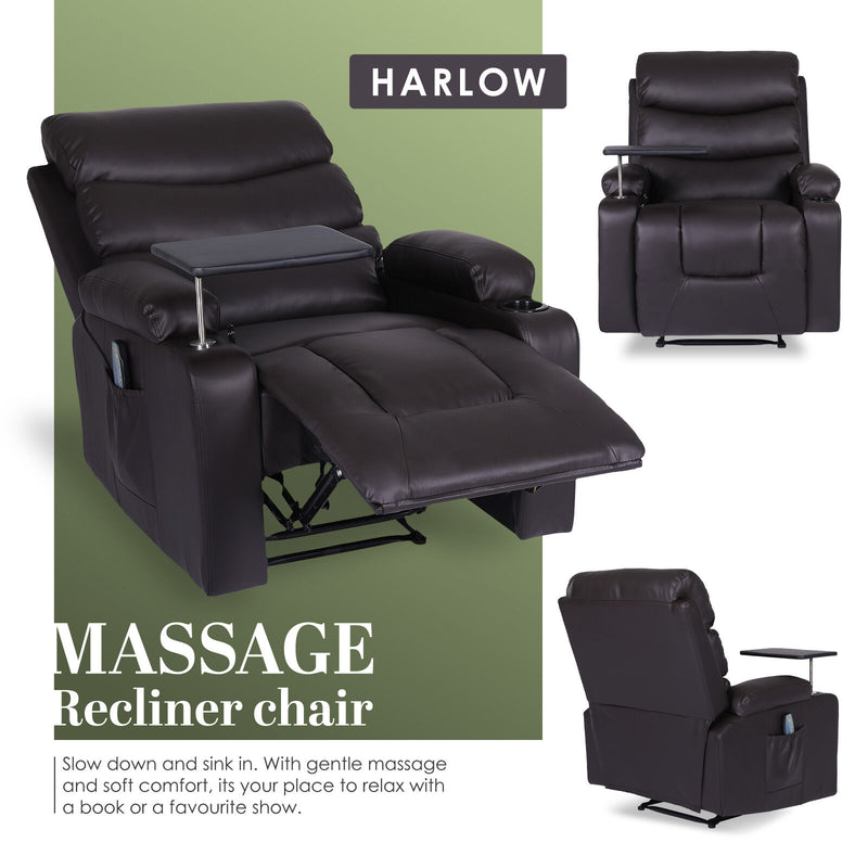 HARLOW Electric Massage Recliner Chair Brown
