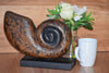 Hand carved wooden shell on stand