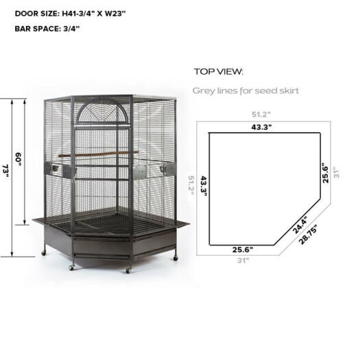 YES4PETS 185cm XXL Corner Bird Cage