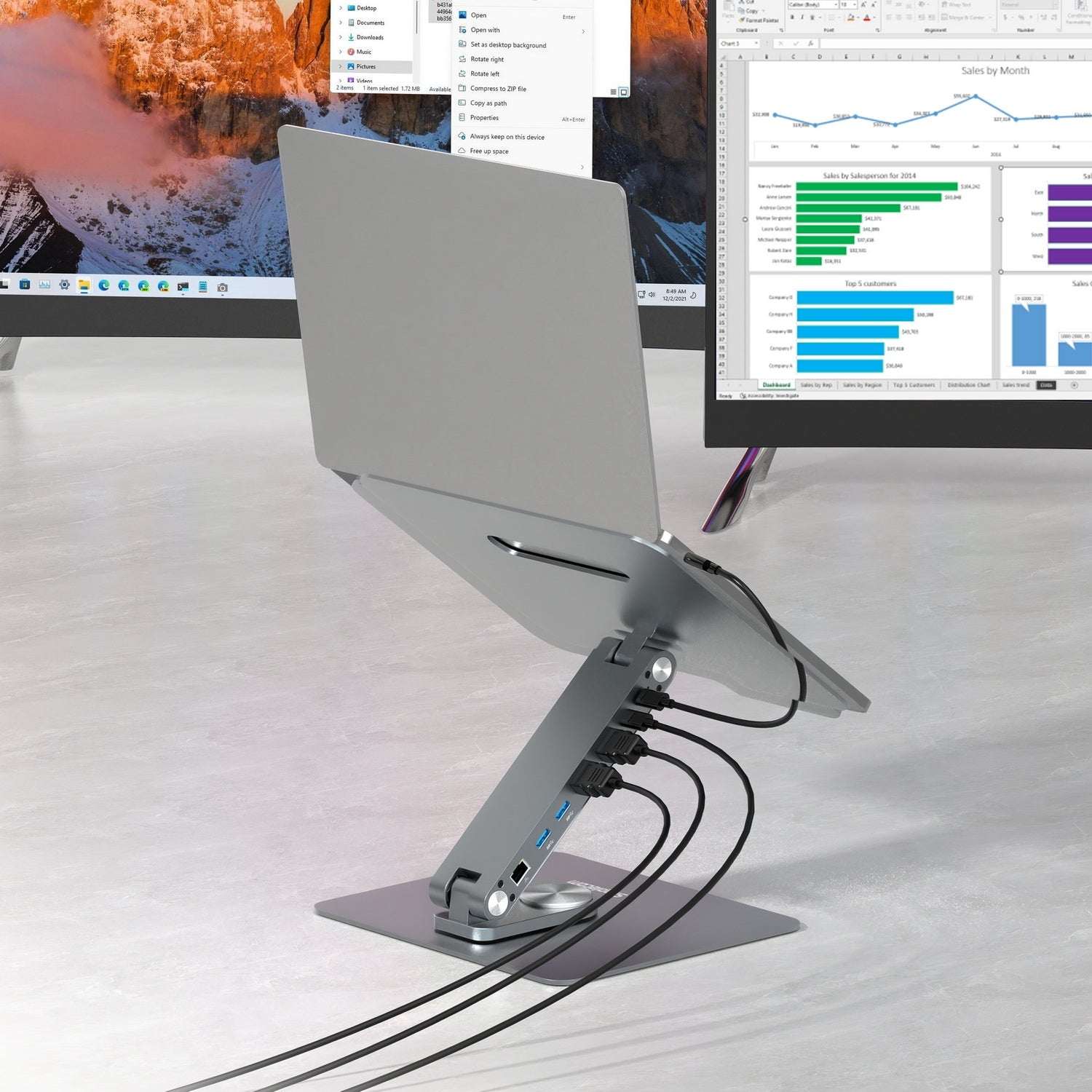 Simplecom CHT660 Laptop Stand with 6-Port USB-C Dock