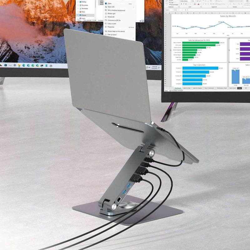 Simplecom CHT660 Laptop Stand with 6-Port USB-C Dock