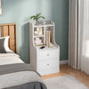 White Wooden Nightstand with Drawers