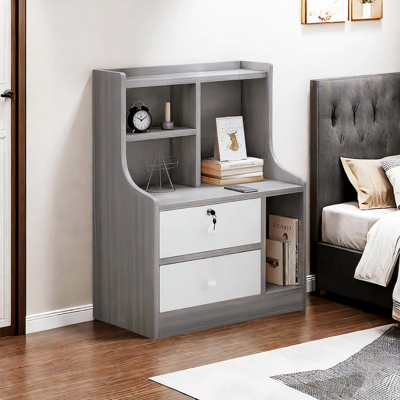 2 Bedside Tables with Lockable Drawer